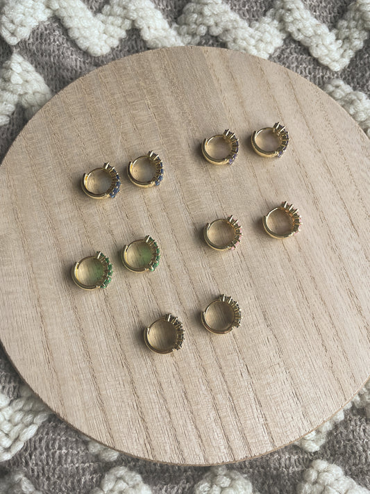Rectangle CZ Huggie Hoops - Multiple Colors!