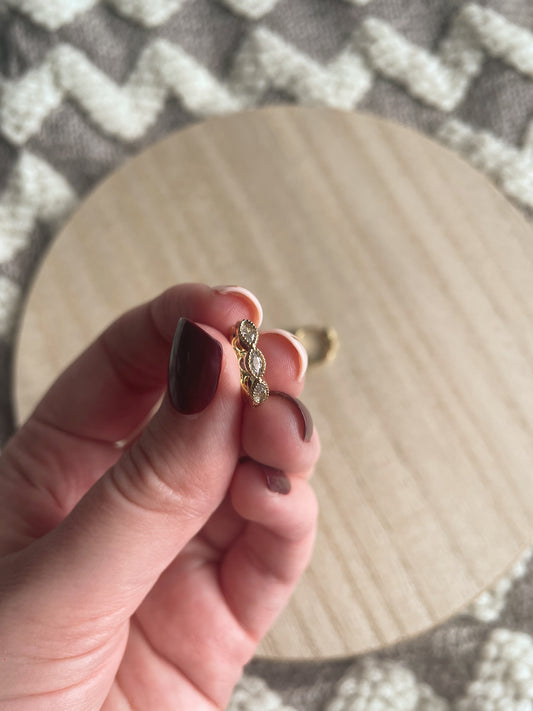 Oval CZ Huggie Hoops